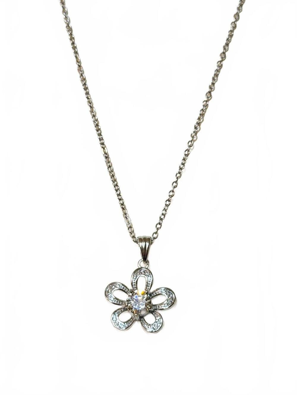 Moissanite authentic silver tone necklace 16”-18” New N11